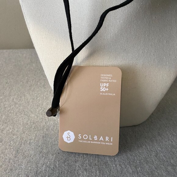 NWT Solbari Ultra Wide Cotton Linen Hat UPF 50+ Black Small/Medium - Picture 8 of 11